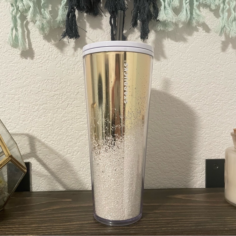 Starbucks 2019 Holiday Mirror Glitter Gold Cold Cup Venti
